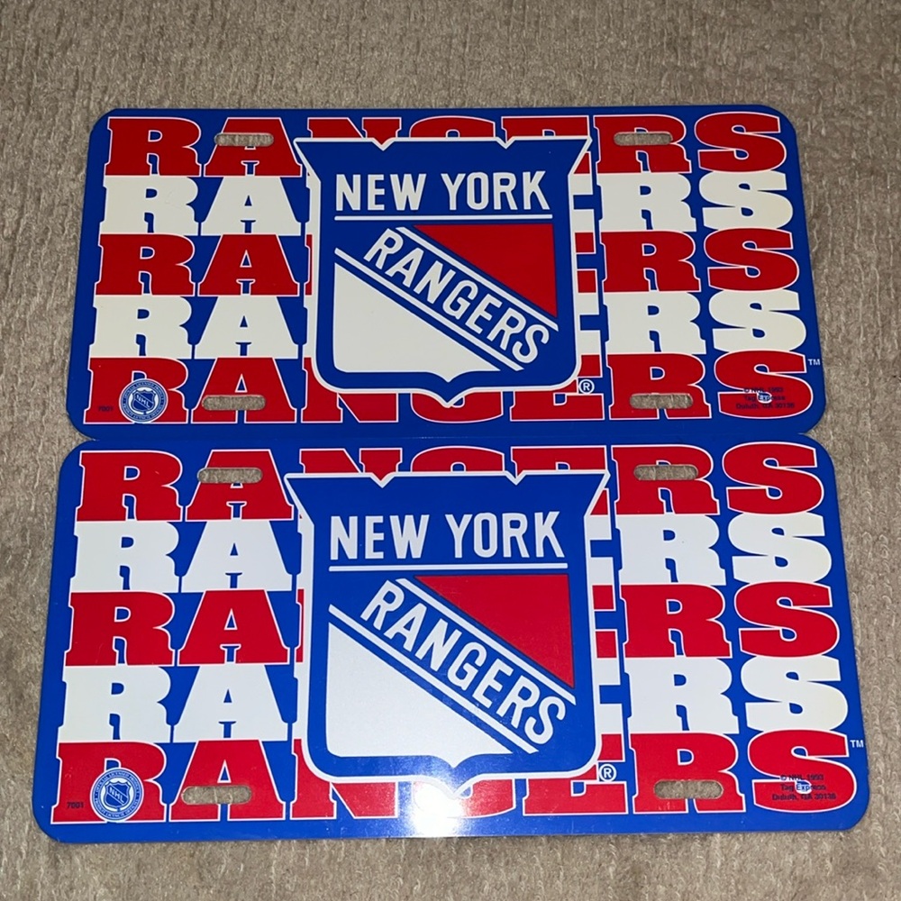 Set of two Vintage NY Rangers Booster Vanity / License Plates Good condition